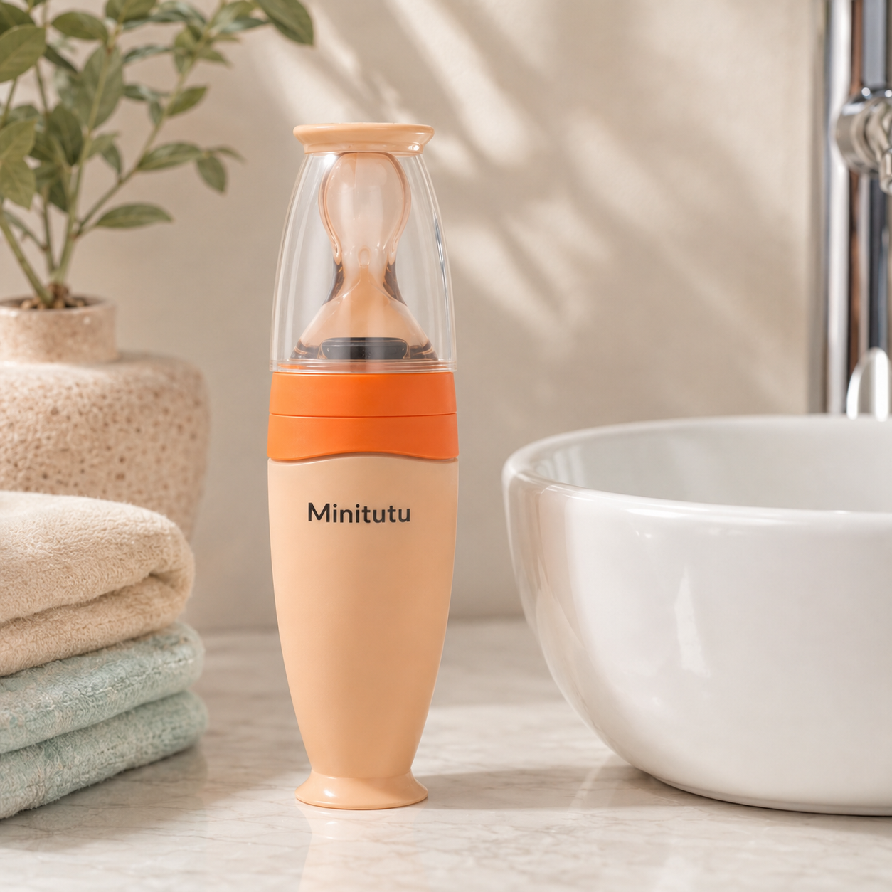 Minitutu Silicone Baby Food Feeder BPA Free Baby Feeding Spoon | Food Grade Silicone | 0+ Months | CB225